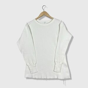 Vtg 70s JCPenney Thermal Long Sleeve Shirt Mens XL Slim White Minimalist Retro